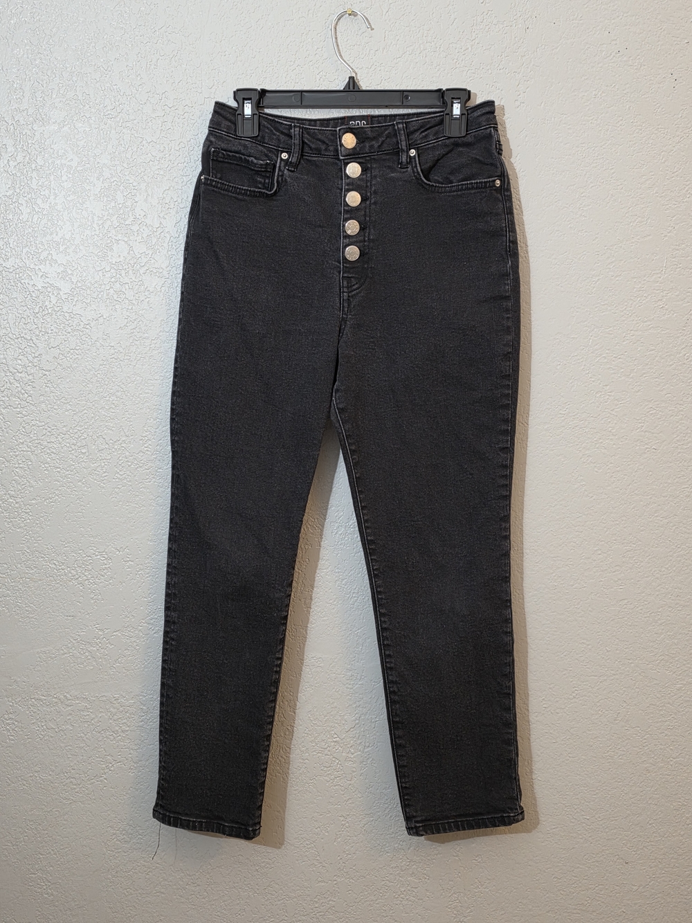 BDG Girlfriend High Rise Ankle Jeans Womens 30 Black Button Fly Relaxed